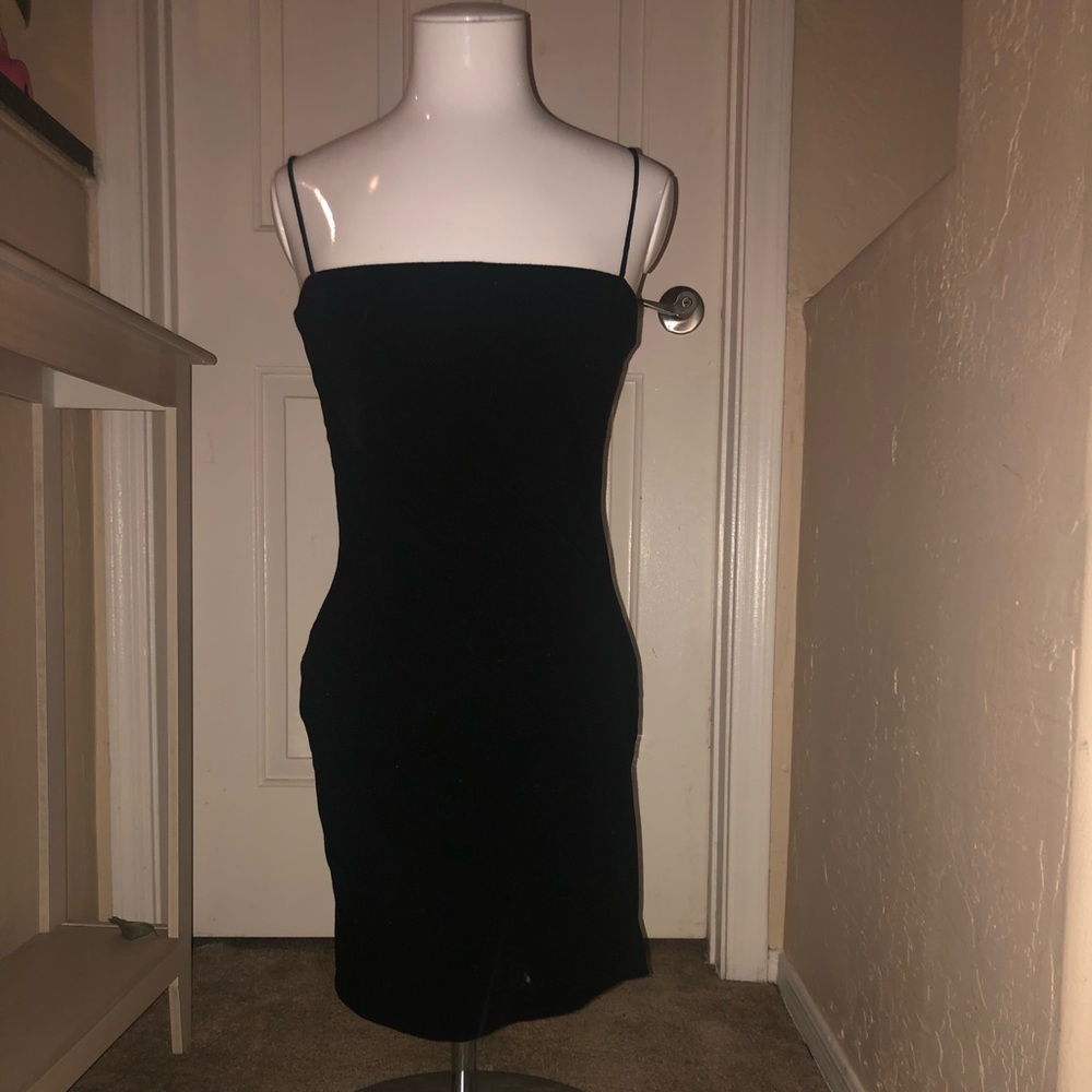 Black double lined square neck bodycon dress